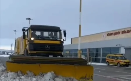 DHMİ IĞDIR ŞEHİT BÜLENT AYDIN HAVALİMANI’NDA KARLA MÜCADELE ARALIKSIZ SÜRÜYOR