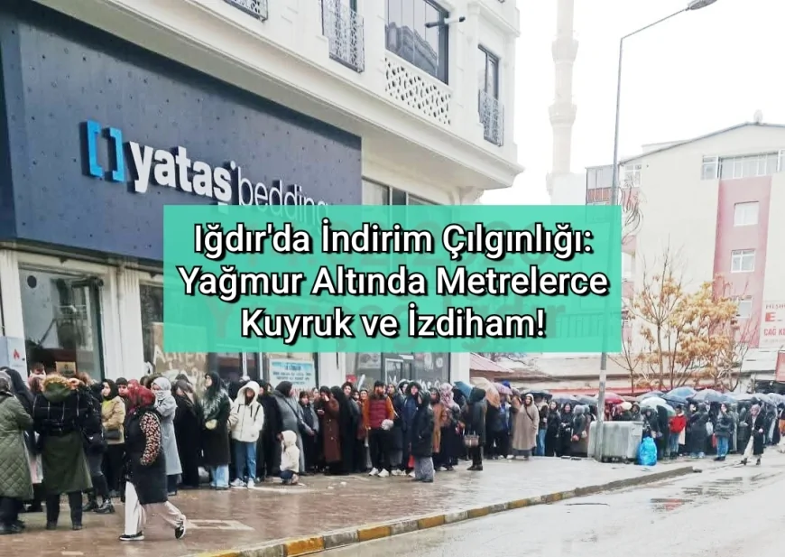 İndirim Çılgınlığı: Yağmur Altında Metrelerce Kuyruk ve İzdiham!